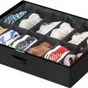 Lifewit Under Bed Shoe Storage Organizer 1 Pack(12 Shoes Cells), 4.3 Inches Profile Fabric Shoes Container Box with Clear Cover, Foldable Storage Bag with 2 Handles, Fits 6 to 12 Pairs