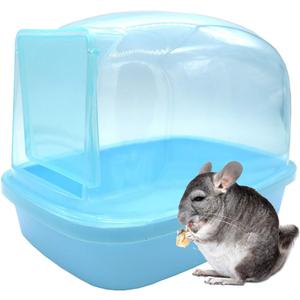 kathson Dwarf Hamster Bathroom, Chinchilla Sauna Room Plastic Sand Bath House Ideal for Gerbils, Hedgehog, Squirrel and Other Small Animals (Blue)