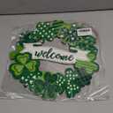 Wooden St. Patrick's Day Decoration Shamrock Door Wreath for Front Door Sign Wall Signs Shamrock Clover Spring Decoration, Irish Sign Welcome Hanging for Home Decor Party Outdoor Indoor Supply
