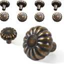 Antique Brass Cabinet Knobs Retro Old Style 8 Pack, Vintage Closet Dresser Cupboard Drawer Furniture Door Pulls Kitchen Bathroom Farmhouse Handles Unique Rustic Floral Replacement Knob for Dressers