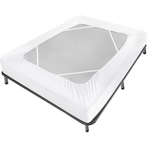 Box Spring Cover Queen Size Bed Skirt Wrap 4 Side of The Mattress, Stretch & Snug Fit, Ultra Soft, Wrinkle Free, Replacing Bed Skirts for Hotel and Home, White