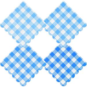 Blue Gingham Napkins Disposable Cocktail: 120PCS Checkered Square Paper 9.8x9.8 Inch For Table Decorations & Dinner Party