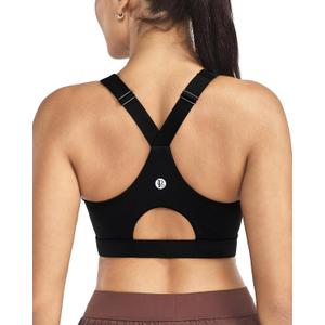 RUNNING GIRL High Impact Sports Bras for Women, High Support Running Adjustable Sports Bra Molded Cup Strappy (X-Large, Black)