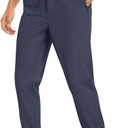 Men's Sweatpants Athletic Pants Joggers with Zipper Pockets Lightweight Quick Dry Workout Track Pants for Gym Running (Large, Navy Blue)