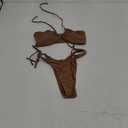 GORGLITTER Women's Strapless Bandeau Swimsuit High Cut String Thong Cheeky Bikini Set Bathing Suit XS