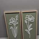 Parlor Boudoir 3D Wooden Floral Wall Art, Sage Green Boho Wall Decor, Rustic Farmhouse Hanging for Bathroom, Bedroom, Living Room or Kitchen (Set of 2), Rectangular