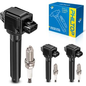 PHILTOP Ignition Coil Pack and Iridium Spark Plugs Fits for Mitsubishi 2014-2015 2017-2023 Mirage, Mitsubishi 2017-2023 Mirage G4, 3PCS UF815