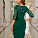 Miusol Women's Sexy V Neck Sequin Ruffle Style Cocktail Party Dress (Green, M)