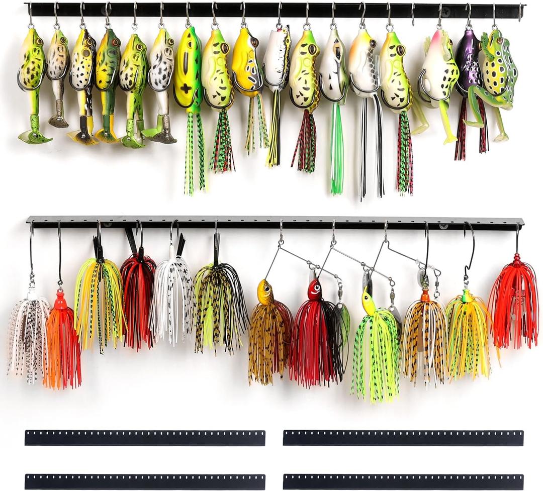VEYWANE Fishing Lure Display Storage Racks, 15" Wall Mount Metal Fishing Baits/Lures Organizer and Rig Holder 4 PCs