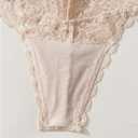 WDIRARA Women's 4 Pack Lace Bow Thong Panties V Cut Low Rise Cheeky Briefs Underwear (L)