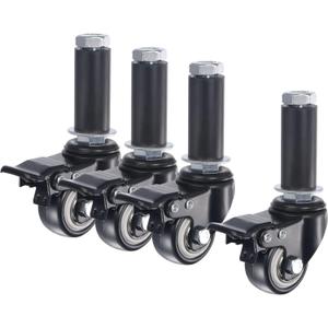 uxcell Swivel Expanding Stem Caster with Brake 1.5" Diameter Fit 7/8" ID Tube Pipe Legs 88Lbs Load Capacity, for Kitchen Prep Tables, PVC, Pack of 4