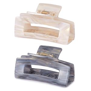 Hair Claw Clips Non Slip Banana Jaw Clip 3 inch Tortoise Shell Celluloid Strong Hold Clips Grey Claw Clamps for Thin, Curly, Thick Hair Rectangle Shape Clip for Women Ladies