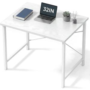Sweetcrispy 32-Inch Small Computer Desk for Bedroom, Light White