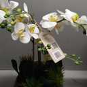 CG Hunter Faux White Orchid Plant, Premium Artificial Indoor Flower Display Stands 25-Inches with Beautiful Sculptural Blooms and Foliage That Lasts Forever, Grey Planter Pot Included