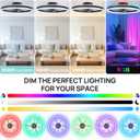 RGB Ceiling Fans with Lights, 20" Fandelier Low Profile Ceiling Fan with Light, Modern Flush Mount Ceiling Fan Light with Remote/APP Control, Bedroom Chandelier Fan Fixture for Indoor(Black)