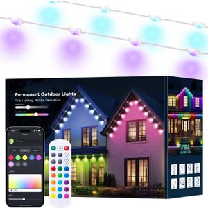 Smart 100FT Permanent Outdoor Lights, RGB LED Lights Outside with App Control - DIY Colors Scene Modes, IP67 Waterproof Eaves Lights for Christmas Halloween Holiday Daily House Roof Eternity Lighting
