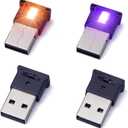 AOZITA Mini USB LED RGB Light Brightness Adjustable 8 Color Changeable for Car, Laptop, Keyboard. Atmosphere Smart Night Lamp for Home Decoration (DC : 5V) (Quantity: 4)