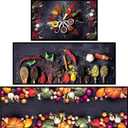 Tinideya 3 Pcs Spice Kitchen Floor Mats Anti Fatigue Farmhouse Washable Cooking Artistic Colorful Kitchen Rugs Non Slip Comfort Standing Cushioned for Cooking, 20'' x 32'', 20'' x 48'' + 20'' x 59''