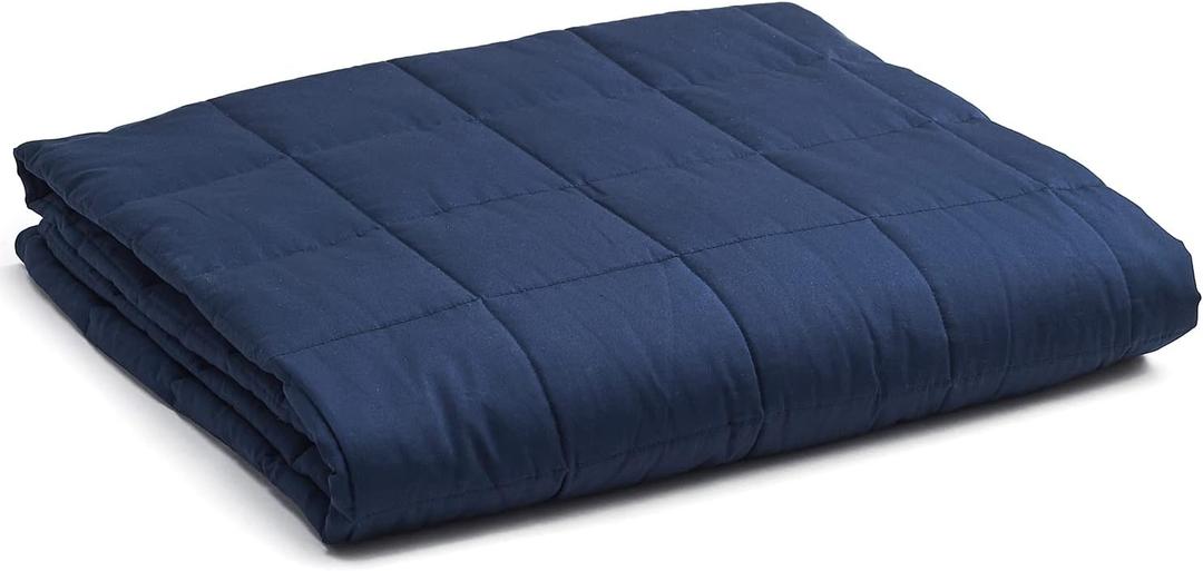 YnM Weighted Blanket,Heavy 100 Percent Oeko-Tex Certified Cotton Material, Bed Blanket for One Person of 190lbs, Ideal for Queen/King Bed (60x80 Inches, 20 Pounds, Navy)