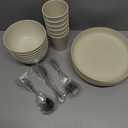 36pcs Reusable Wheat Straw Dinnerware Sets,Unbreakable Dinnerware Cups Plates and Bowls Sets,Durable Kitchenware Dishes Set for Home, Office, Travel,Picnic