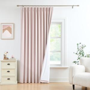 WEST LAKE Pink Bailey Pinch Pleated Blackout Curtains with Liner 84 Inches Long, Modern Textured Drapes with Backtabs Hooks, Thermal Insulated Window Treatment for Bedroom Living Room,60"Wx84"L,1 Panel