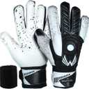 Soccer Goalie Gloves Fingersave for Kids Youth Adults with 7.5MM Strong Grip Palm Flexible Finger Spines Goalkeeper Gloves (Size 4 suitable for 6 to 9 years old, Black)