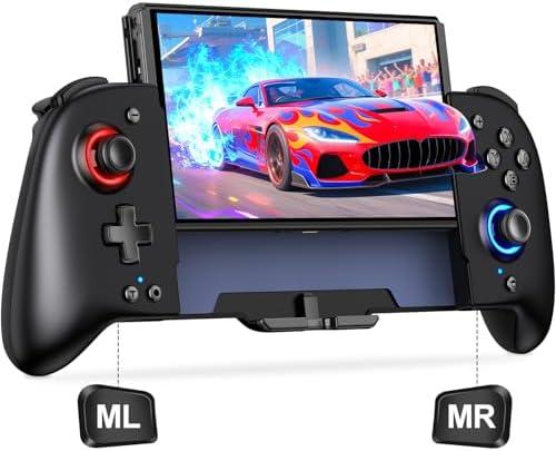 Switch Controllers Compatible with Nintendo Switch/OLED, One-Piece Joypad Controller Replacement for Switch Pro Controller with 9 Lights Color, Switch Remote for Users Who Prefer Handheld Mode