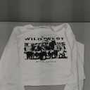 LovelyWholesale Women Graphic Long Sleeve Shirts Cute Going Out Fitted Crop Tops (Large, White Ww)