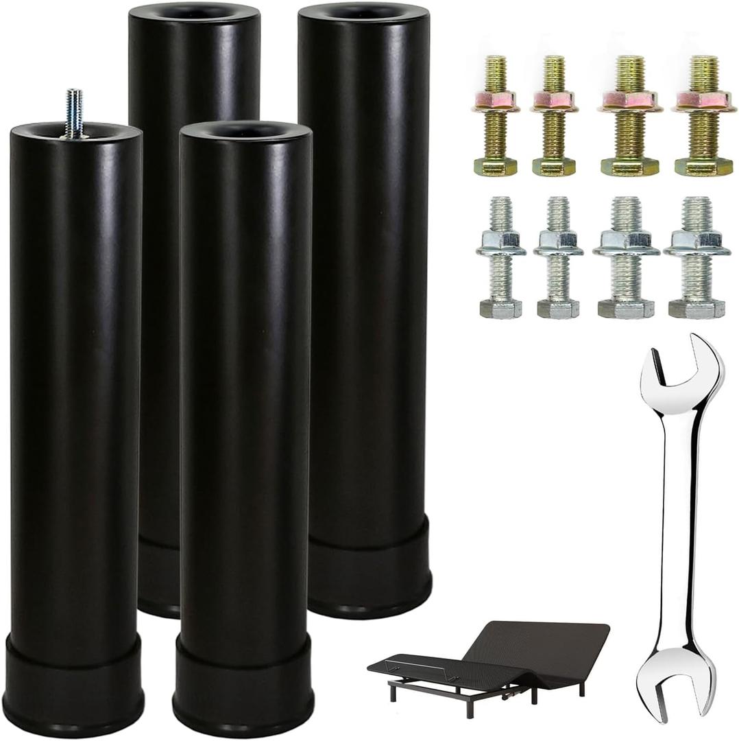 11 Inch Metal Adjustable Bed Base Frame Leg Replacement Heavy Duty Extra Height Leg Compatible with 89% of Frameworks Such as M8 M10 Thread (Set of 4)