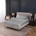 Homiest Light Grey Satin Fitted Sheet King Size, Deep Pocket, Luxury & Ultra Soft Bedding