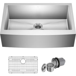 Kraus KHF200-33 Standart PRO Stainless Steel Sink 33 inch Farmhouse Apron Single Bowl 16 gauge