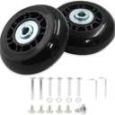 Zorveiio 2 Pack 64mm x 24mm Suitcase Replacement Wheels Lnline Skate Wheels Travel Bags Caster Rubber Wheels Luggage Wheels with Accessories, Black