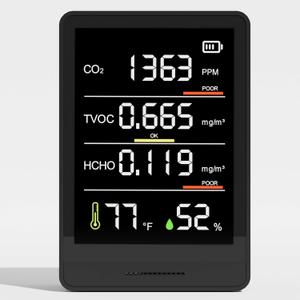 5-in-1 Professional Indoor Air Quality Monitor Indoor Portable CO2 Monitor | Temperature | Formaldehyde Detector | Humidity TVOC | Air Quality Tester - Confined Space Clean Air Monitor (Ruby Black)