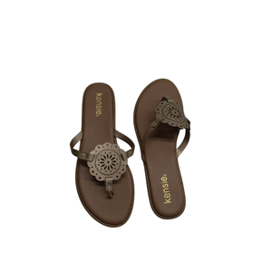 Kensie Maurlee Thong Sandals Flats Silver Gray 9