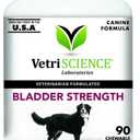 VetriScience Bladder Health Chewable Tablets, Bladder Strength Urinary Tract Supplement for Dogs, Reduce Urine Leakage and Overactive Bladder, With Soy Protein and Saw Palmetto, Smoke, 90 Count