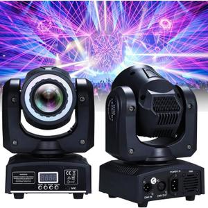 60W LED Moving Head Light, DJ Lights Stage Lighting with 8 GOBO RGB Color Mixing, Moving Head Light with DMX-512 and Voice Control, Suitable for Disco, Mobile DJ, Party, Wedding(1-Pack)