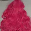 MapofBeauty 28 Inch/70 cm Long Wavy Middle Part with No Bangs Synthetic Fiber Curly Fashion Women Party Cosplay Wig (Hot Pink)