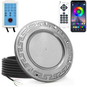 Pool Lights for Inground Pool, 60W 10 Inch LED Inground Pool Light with Controller, Remote and APP Control for Wet Niche, Color Changing Underwater Swimming Pool Lights with 100 Foot Cord