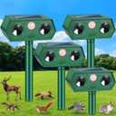 2025 4Pack Deer Repellent Device Solar Animal Repeller Cat Repellent Outdoor Ultrasonic Animal Repellent with Motion Detection to Scare Coyote Rabbit Squirrel Skunk Dog Fox Raccoon