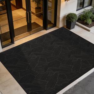 4 x 8 Large Low Profile Front Door Mat Outdoor, Commercial Floor Mat | Non Slip Durable Grid-Pattern Waterproof All-Weather Entryway Rug for High Traffic Areas, Entrance, Garage