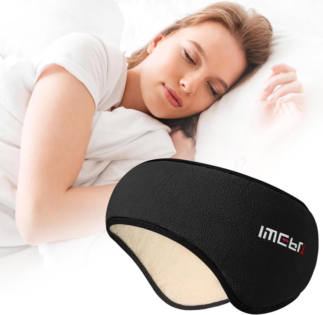 Sleep Mask & Earmuffs for Sleep - 2 in 1 Eye & Ear Mask, Comfortable & Soft for Side Sleepers (Black)