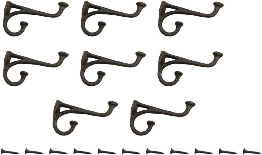 Midwest Craft House 8 Rustic Cast Iron Coat Hat Wall Hooks Restore School Farm Towel Bath Kitchen