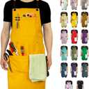 Kitchen Apron, Work Apron, Canvas, Multiple Pockets, Gardening, Painting, BBQ, Artist, Carpenter, Sizes M to XXL, Yellow