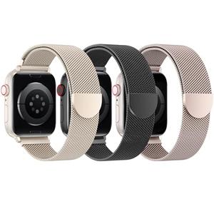 BELONGME 3 Pack Mesh Loop Compatible with Apple Watch Bands for Women Men 40mm 41mm 38mm 42mm 44mm 45mm 49mm 46mm Series 11 10 9 8 7 6 5 4 Ultra3 SE3 2, Stainless Steel Metal Magnetic Strap for iWatch