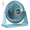 BESKAR USB Small Desk Fan, Portable Fans with 3 Speeds Strong Airflow, Quiet Operation and 360°Rotate, Personal Table Fan for Home, Office, Bedroom- 3.9 ft Cord/ Blue