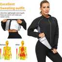 NINGMI Sauna Suit for Women Sweat Jackets Workout Shirt Long Sleeve Slimming Tops Zipper Body Shaper Fitness Gym Exercise