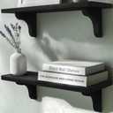 Real Wood Black Wall Shelves - 17 inch (2 Pack) - Easy to Install, Template and Video Included - Black Wall Shelving, Shelves for Bedroom, Shelves for Wall Decor
