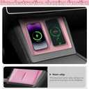4PCS Silicone Center Console Accessories Kit for Tesla Center Console Mat Cup Holder Insert Screen Edge Protector Frame Mirror Frame Protectors (Pink Model Y Juniper)