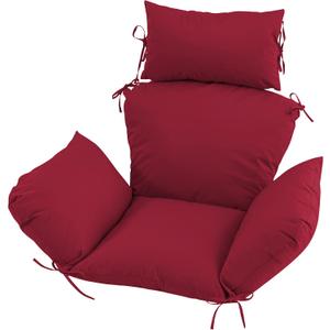 Outdoor Egg Chair Cushion with 8 Securing Straps, Water-Repellent & Fade-Resistant, Removable Cover, Replacement Cushion for Most Single Hanging Swing Egg Chairs – Burgundy