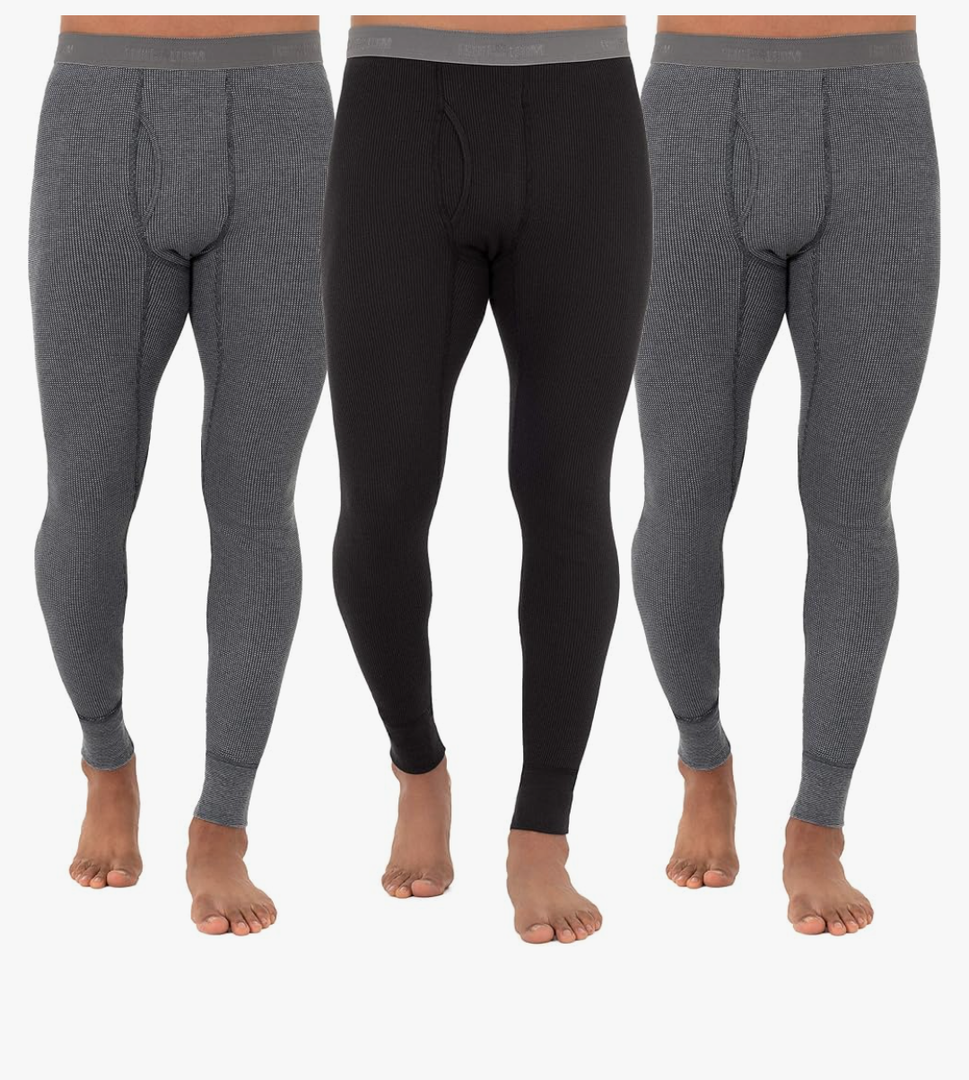 Fruit of The Loom Mens Recycled Premium Waffle Thermal Underwear Long Johns Bottom, Size S